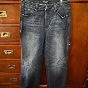 Judy Blue Womens Washed Dark Blue Straight Jeans